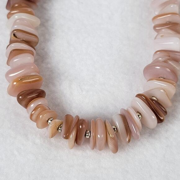 Peyote Bird Womens Necklace 9.5" Pink Opal Shell Silver Beads Art Hawaiian Love - Picture 3 of 5